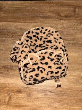 wonder nation Plush Leopard Print Kids Backpack - Tan and Black